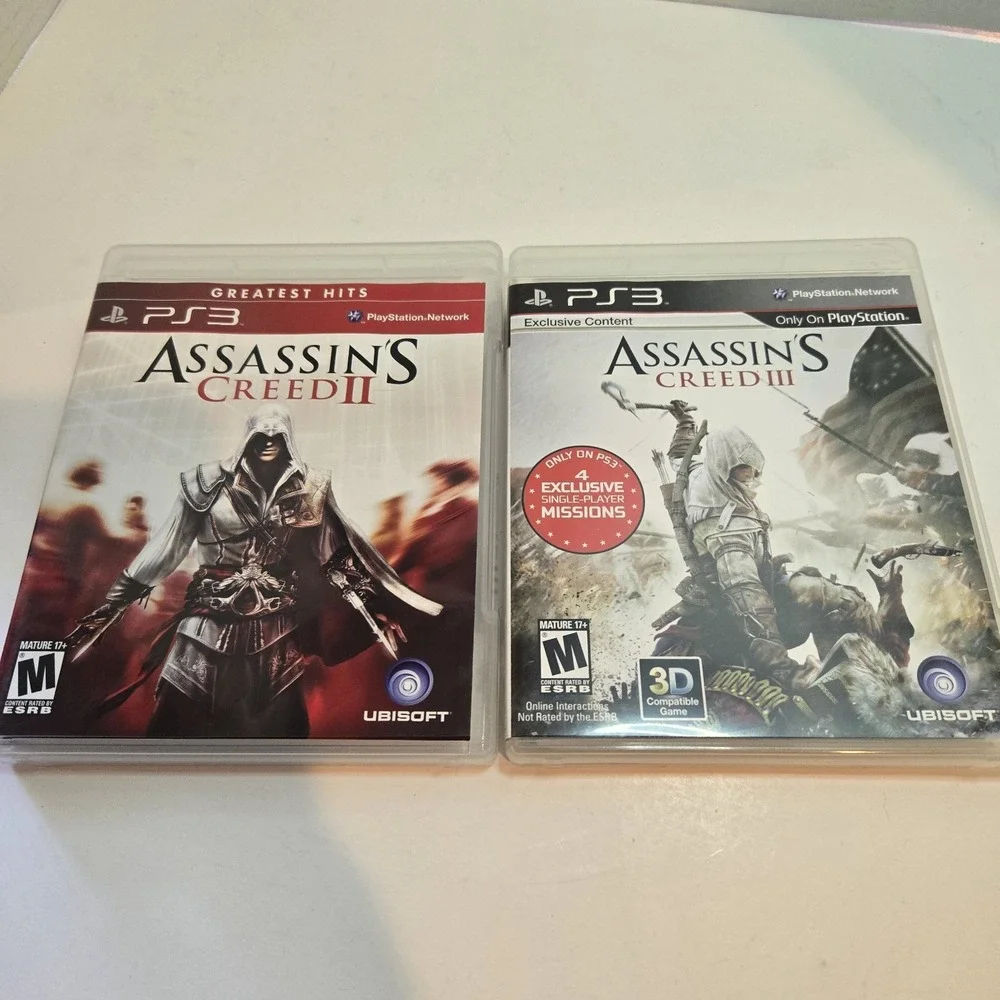 2 games ASSASSINS CREED II & III‎ Sony PlayStation 3, 2008) COMPLETE PS3